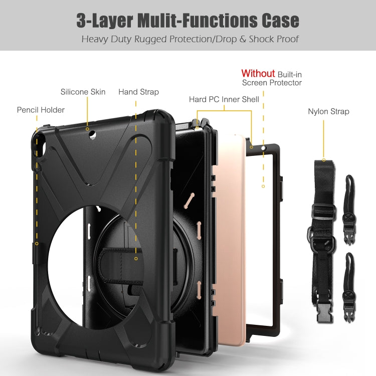 For iPad Pro 10.5 360 Degree Rotation Silicone Protective Cover with Holder & Hand Strap & Long Strap & Pencil Slot