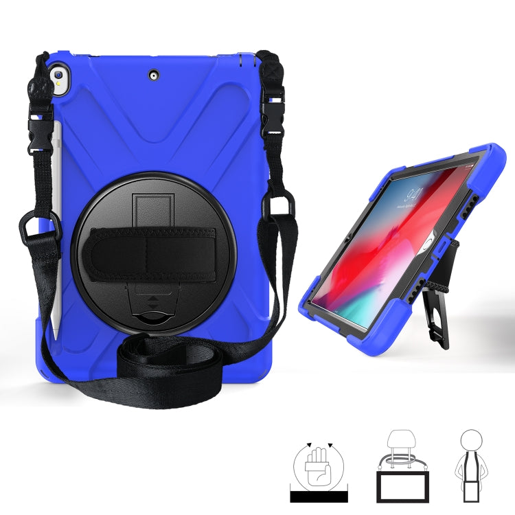 For iPad Pro 10.5 360 Degree Rotation Silicone Protective Cover with Holder & Hand Strap & Long Strap & Pencil Slot