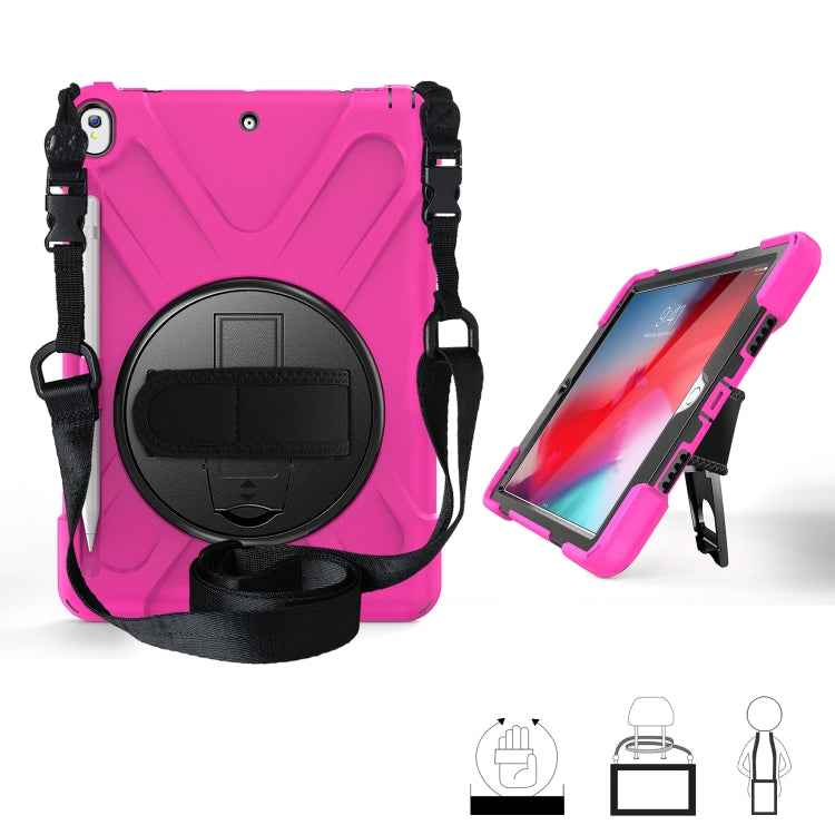 For iPad Pro 10.5 360 Degree Rotation Silicone Protective Cover with Holder & Hand Strap & Long Strap & Pencil Slot