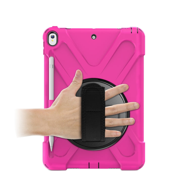 For iPad Pro 10.5 360 Degree Rotation Silicone Protective Cover with Holder & Hand Strap & Long Strap & Pencil Slot
