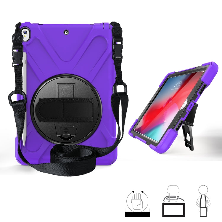 For iPad Pro 10.5 360 Degree Rotation Silicone Protective Cover with Holder & Hand Strap & Long Strap & Pencil Slot