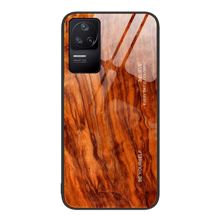 For Xiaomi Redmi K50 Wood Grain Glass Protective Case