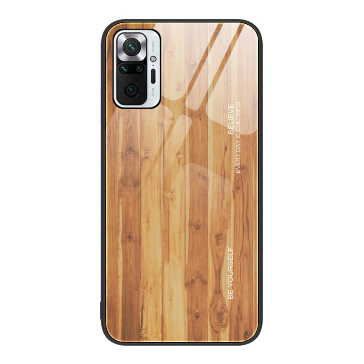 For Xiaomi Redmi Note 10 Pro 4G Wood Grain Glass Protective Case