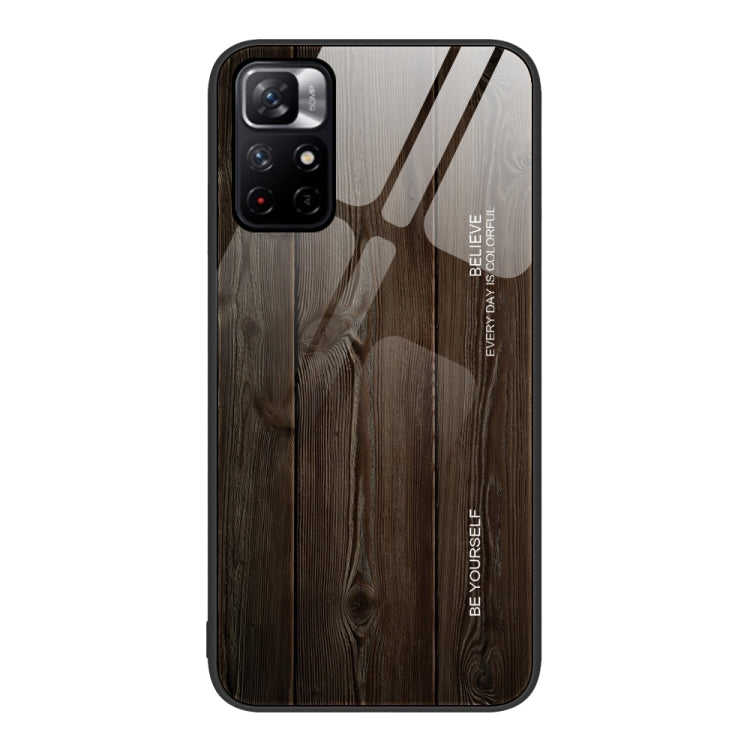 For Xiaomi Redmi Note 11 5G/Poco M4 Pro Wood Grain Glass Protective Case