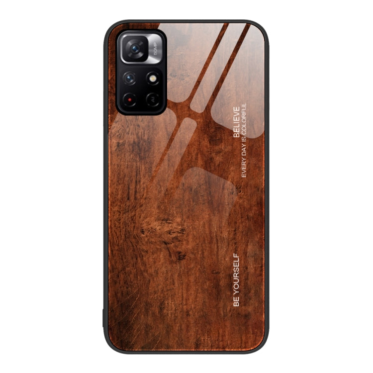 For Xiaomi Redmi Note 11 5G/Poco M4 Pro Wood Grain Glass Protective Case