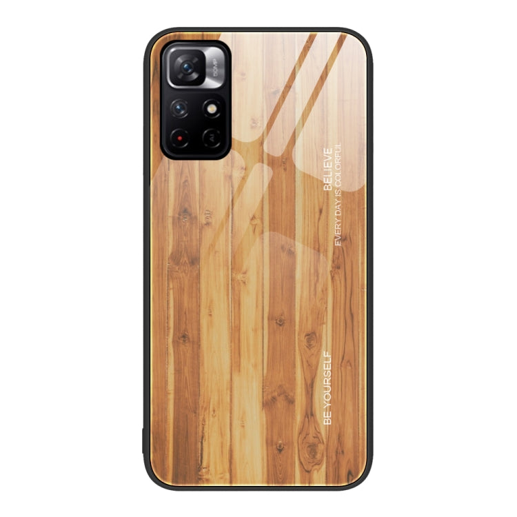 For Xiaomi Redmi Note 11 5G/Poco M4 Pro Wood Grain Glass Protective Case