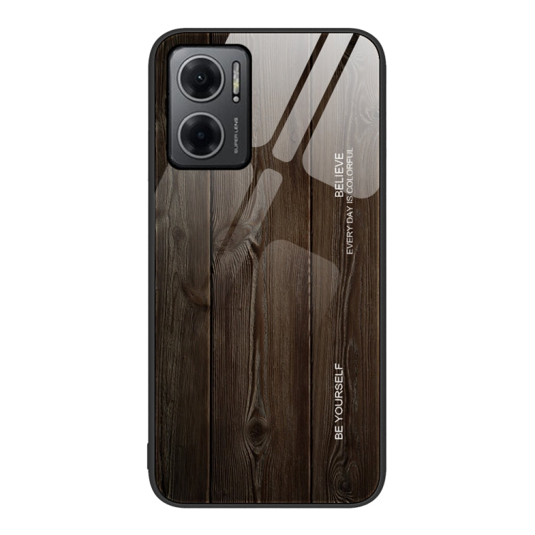 For Xiaomi Redmi Note 11E Wood Grain Glass Protective Case
