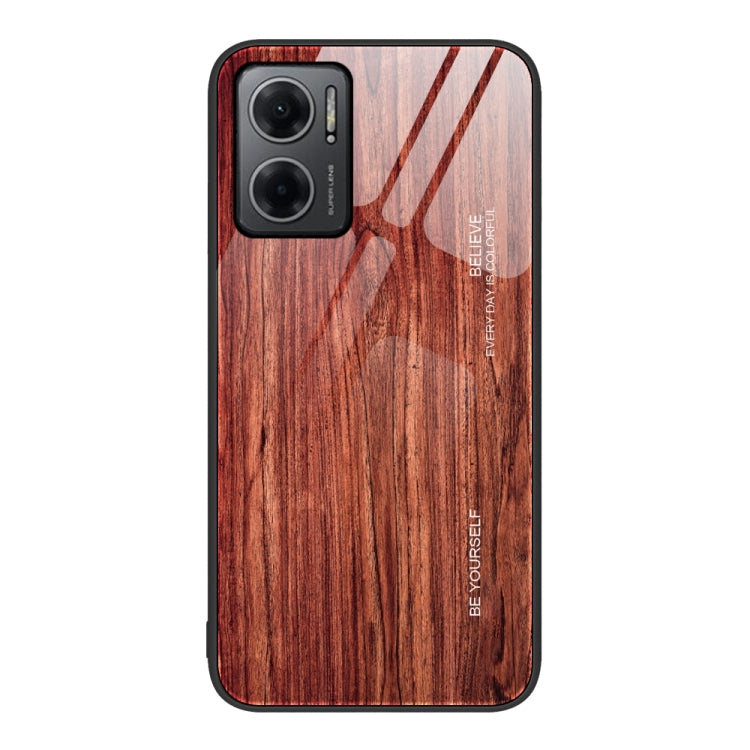 For Xiaomi Redmi Note 11E Wood Grain Glass Protective Case