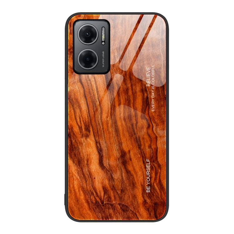For Xiaomi Redmi Note 11E Wood Grain Glass Protective Case