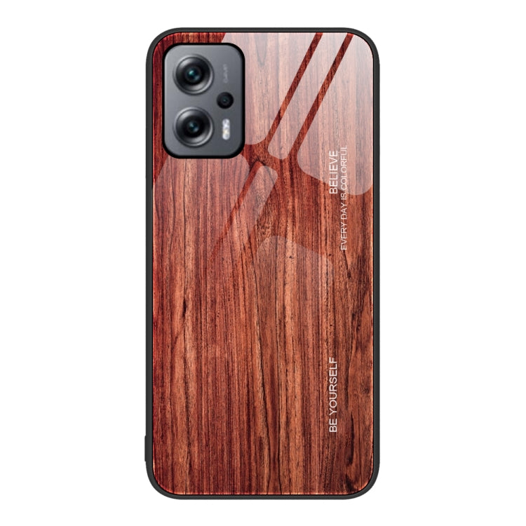 For Xiaomi Redmi Note 11T Pro Wood Grain Glass Protective Case