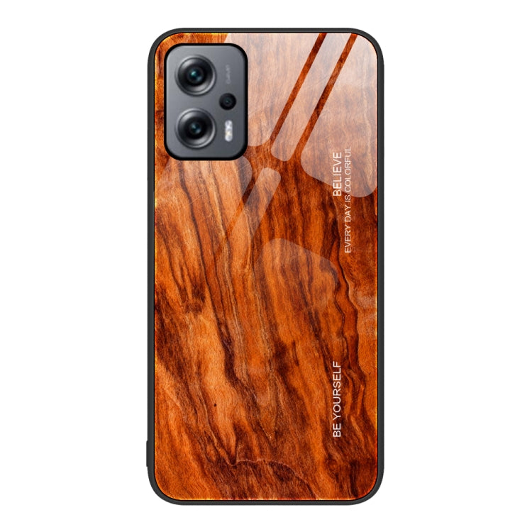 For Xiaomi Redmi Note 11T Pro Wood Grain Glass Protective Case
