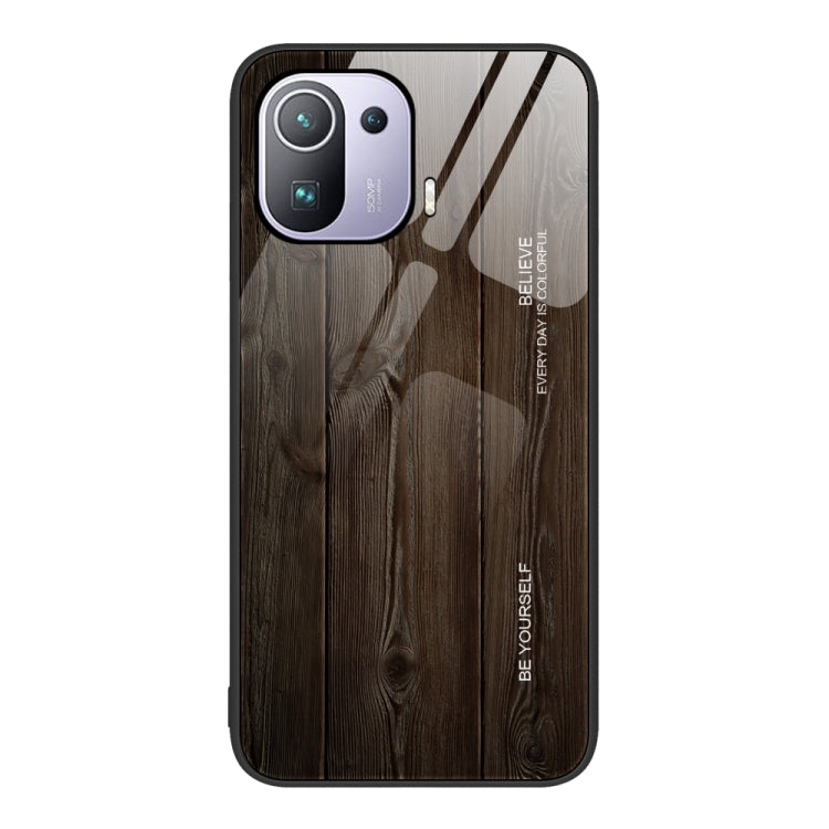 For Xiaomi Mi 11 Pro Wood Grain Glass Protective Case