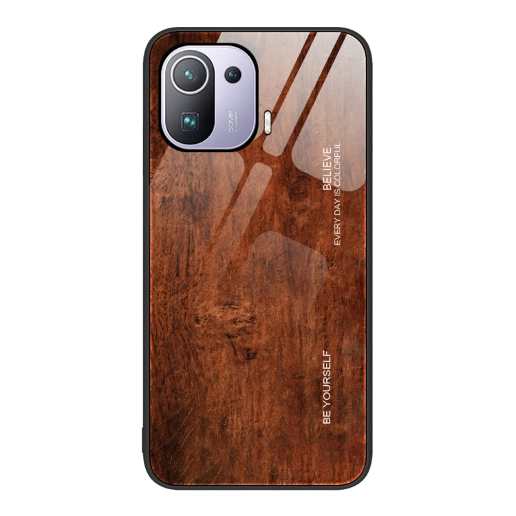 For Xiaomi Mi 11 Pro Wood Grain Glass Protective Case