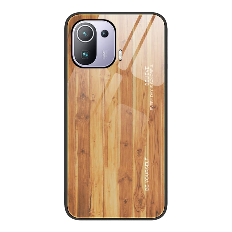 For Xiaomi Mi 11 Pro Wood Grain Glass Protective Case