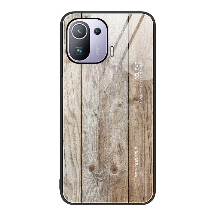 For Xiaomi Mi 11 Pro Wood Grain Glass Protective Case