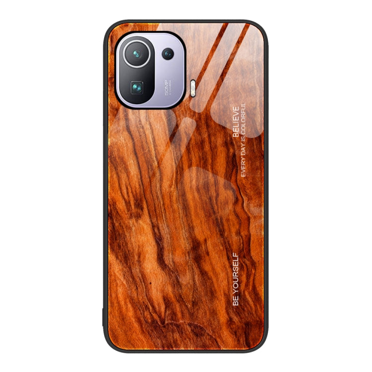 For Xiaomi Mi 11 Pro Wood Grain Glass Protective Case