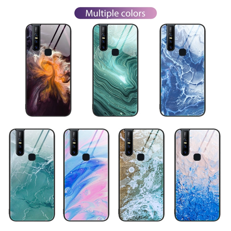 For vivo V15 Marble Pattern Glass Protective Phone Case