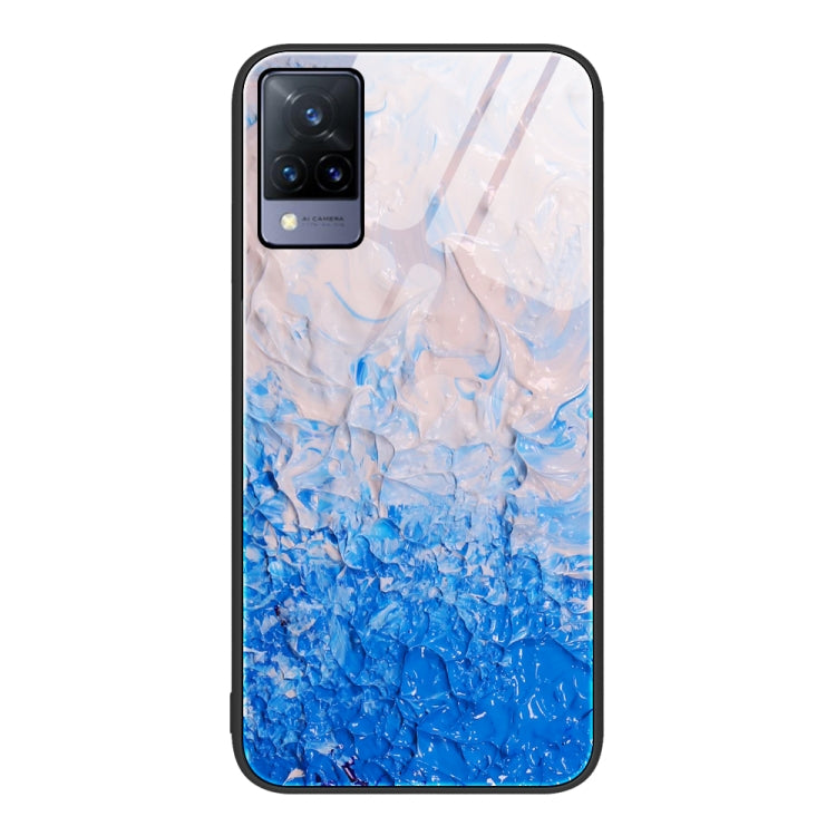For vivo V21 Marble Pattern Glass Protective Phone Case