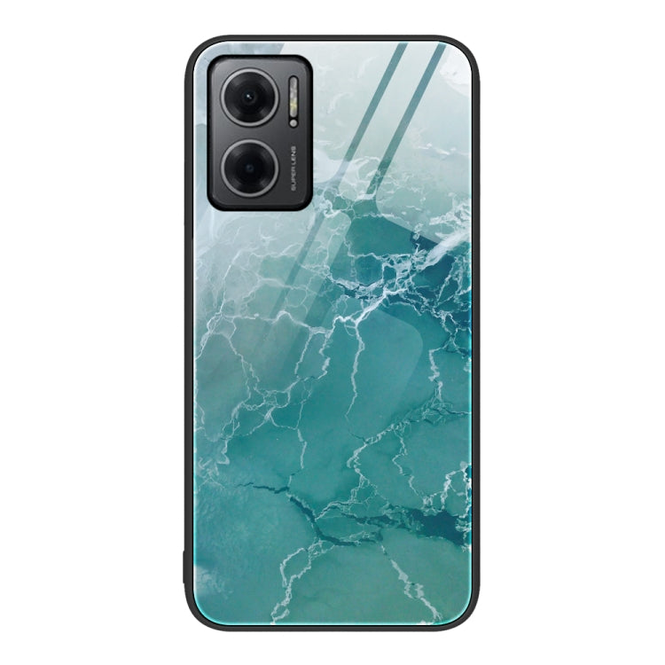 For Xiaomi Redmi Note 11E Marble Pattern Glass Protective Phone Case