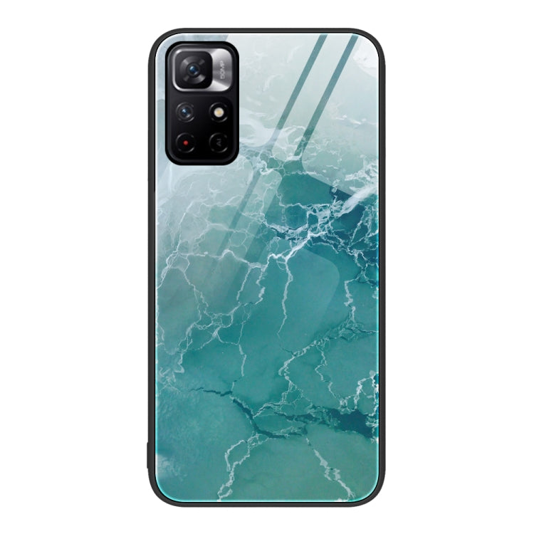 For Xiaomi Poco M4 Pro 5G Marble Pattern Glass Protective Phone Case