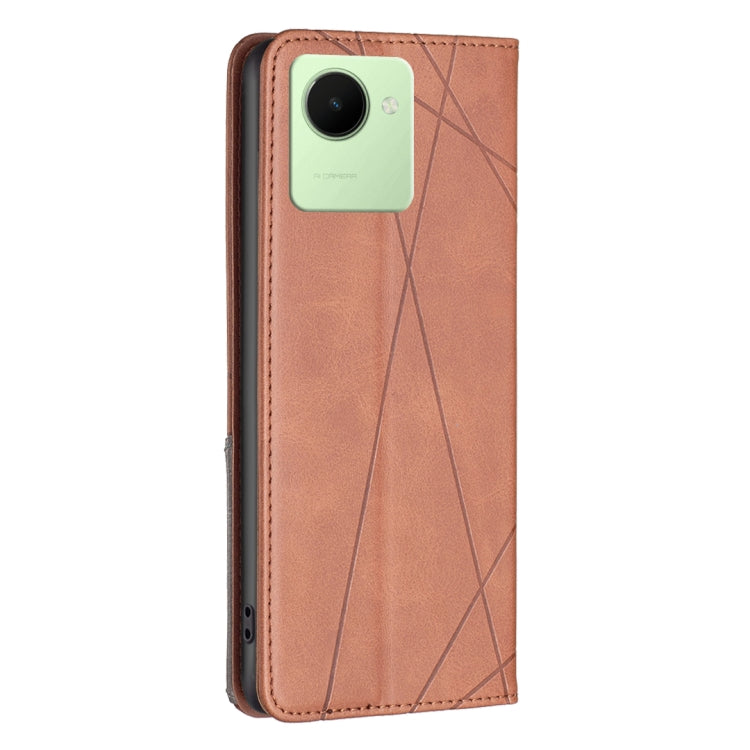 For Realme C30 Prismatic Invisible Magnetic Leather Phone Case