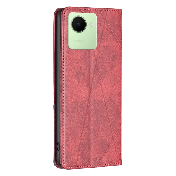 For Realme C30 Prismatic Invisible Magnetic Leather Phone Case