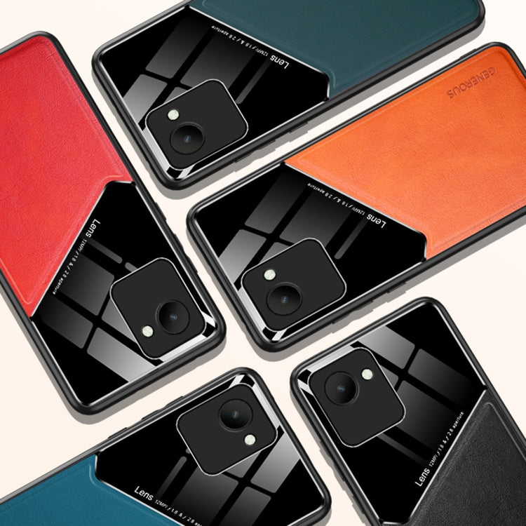 For Realme C30 All-inclusive Leather + Organic Glass Phone Case