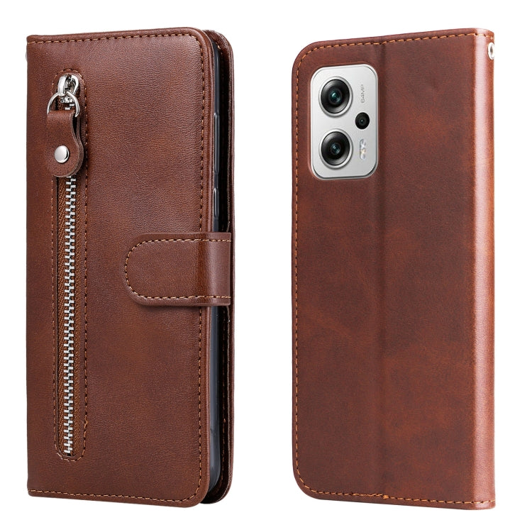 For Xiaomi Redmi Note 11T Pro / Poco X4 GT Fashion Calf Texture Zipper Horizontal Flip Leather Phone Case