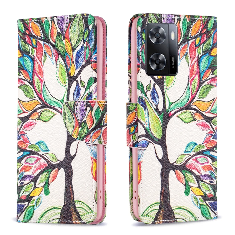 For OPPO A57 4G Colored Drawing Pattern Leather Phone Case