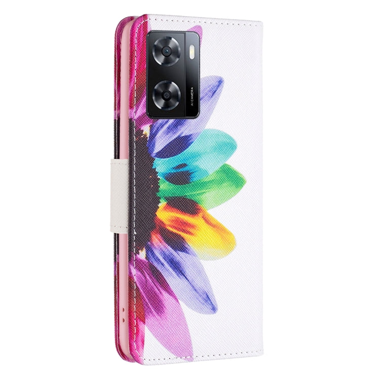 For OPPO A57 4G Colored Drawing Pattern Leather Phone Case