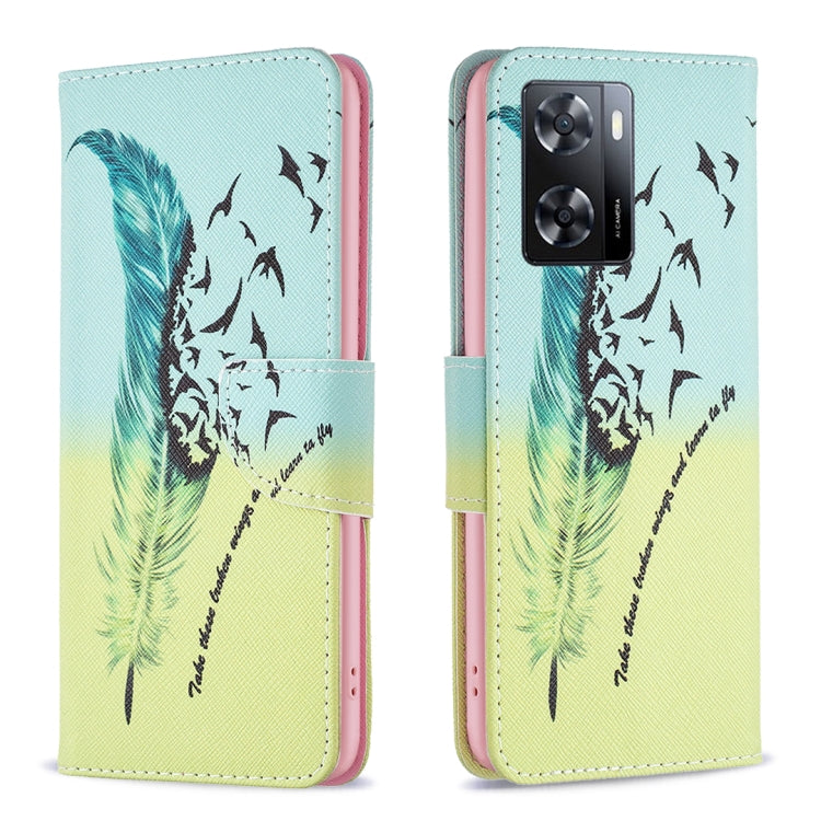 For OPPO A57 4G Colored Drawing Pattern Leather Phone Case