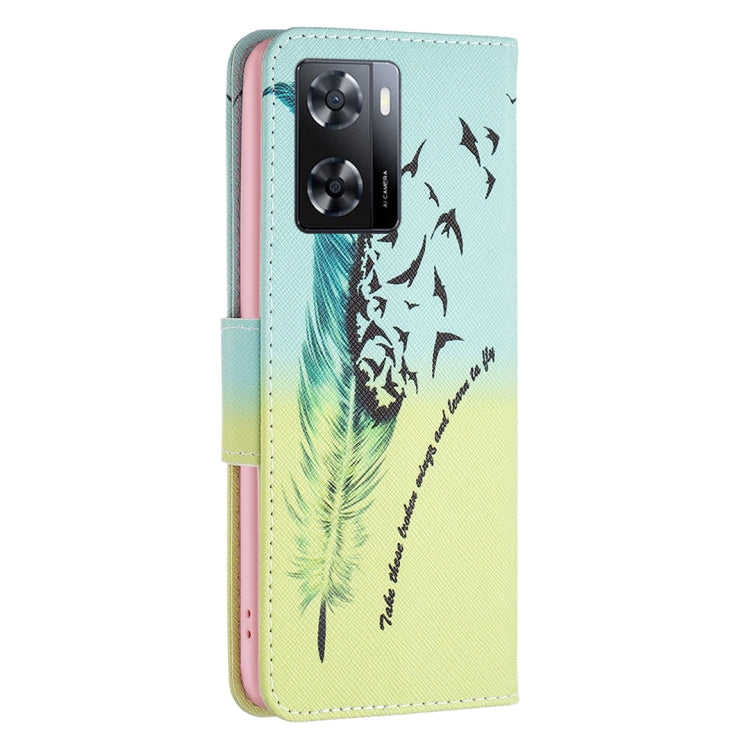 For OPPO A57 4G Colored Drawing Pattern Leather Phone Case