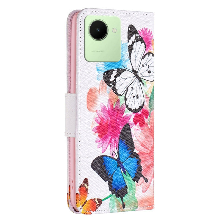 For Realme C30 Colored Drawing Pattern Leather Phone Case