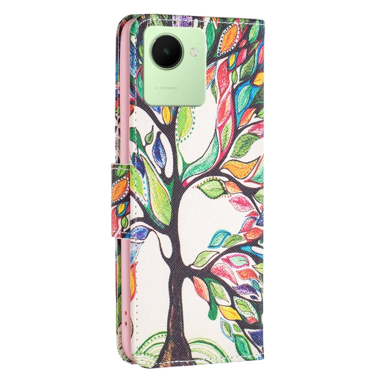 For Realme C30 Colored Drawing Pattern Leather Phone Case