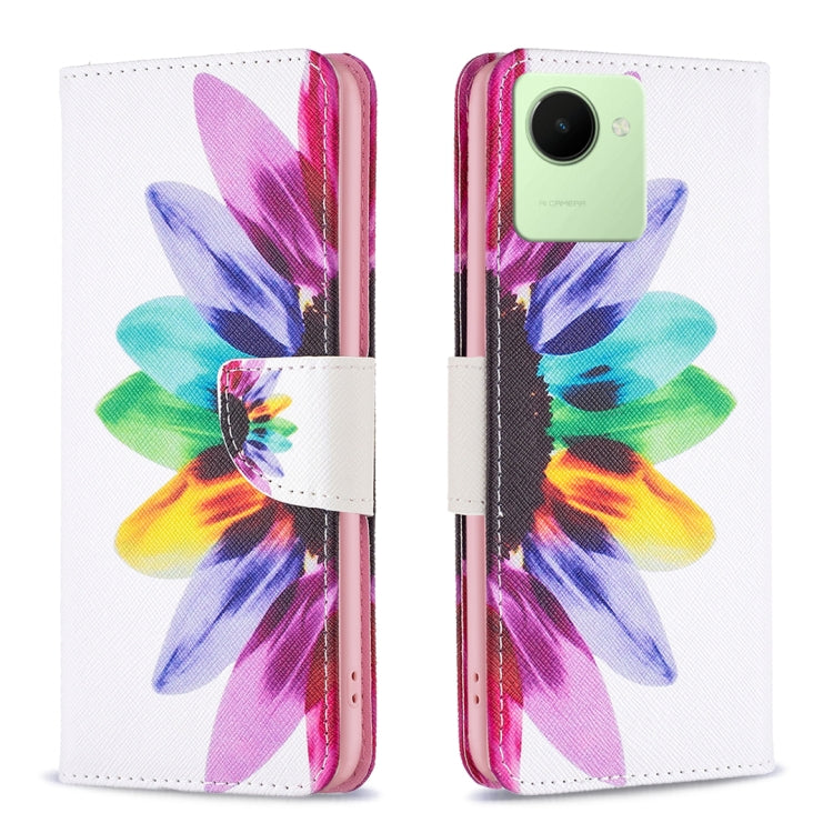 For Realme C30 Colored Drawing Pattern Leather Phone Case