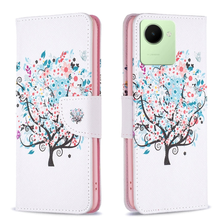For Realme C30 Colored Drawing Pattern Leather Phone Case