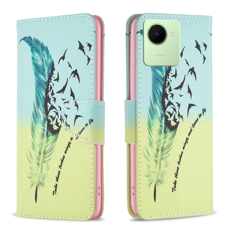 For Realme C30 Colored Drawing Pattern Leather Phone Case