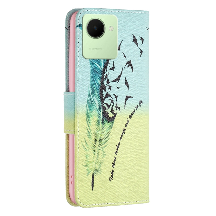 For Realme C30 Colored Drawing Pattern Leather Phone Case