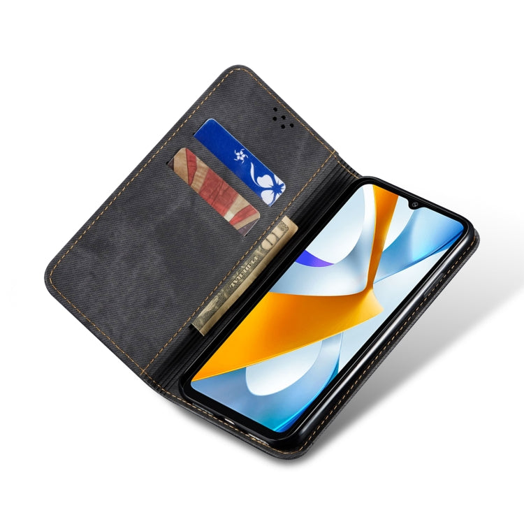 For Realme V23 / Narzo 50 / Oppo A77 5G / A57 4G Denim Texture Casual Style Horizontal Flip Leather Phone Case