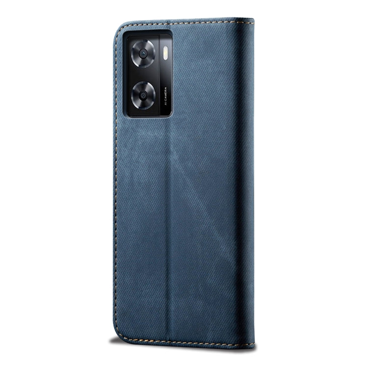 For Realme V23 / Narzo 50 / Oppo A77 5G / A57 4G Denim Texture Casual Style Horizontal Flip Leather Phone Case
