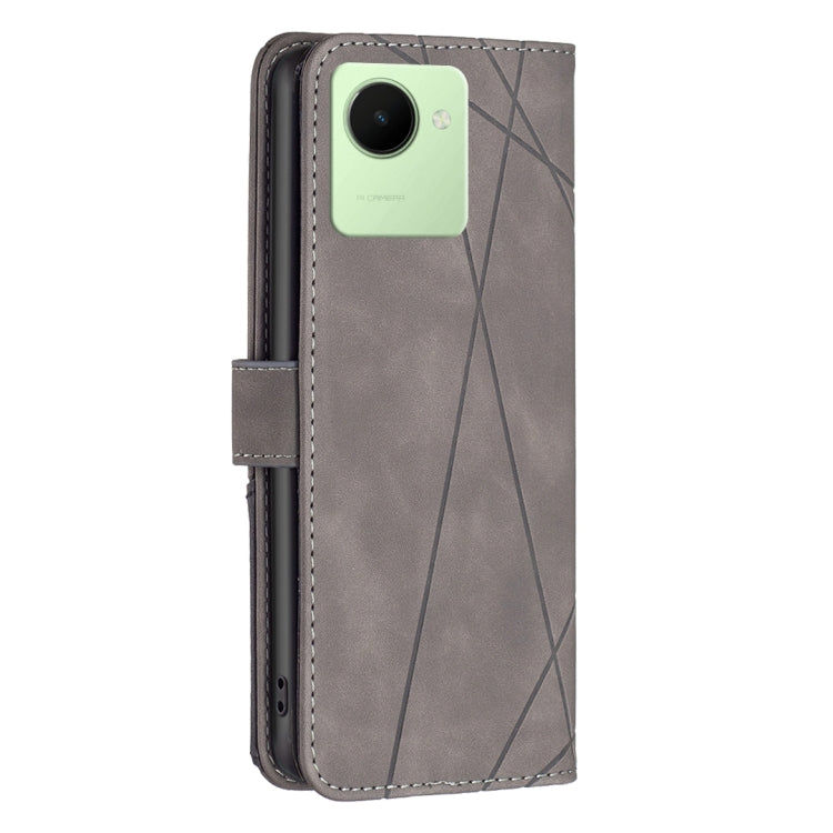 For Realme C30 Magnetic Buckle Rhombus Texture Leather Phone Case