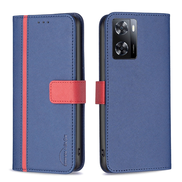 For OPPO A57 4G BF13 Color Matching Cross Texture Leather Phone Case