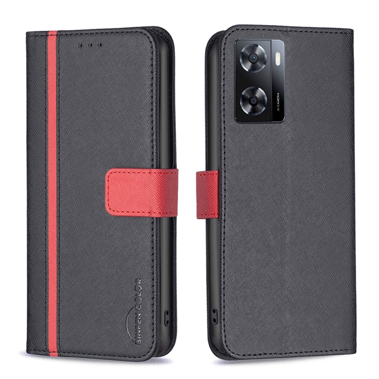 For OPPO A57 4G BF13 Color Matching Cross Texture Leather Phone Case