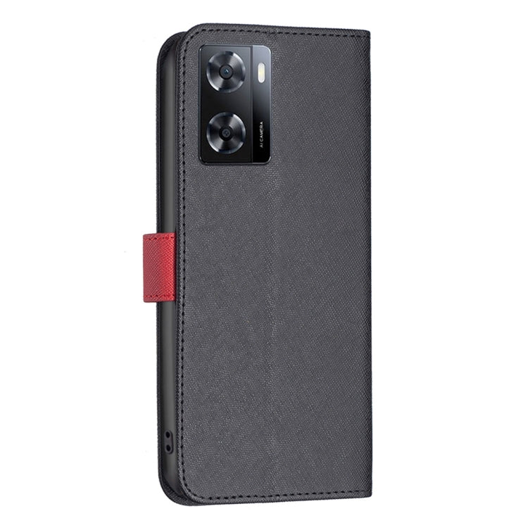 For OPPO A57 4G BF13 Color Matching Cross Texture Leather Phone Case