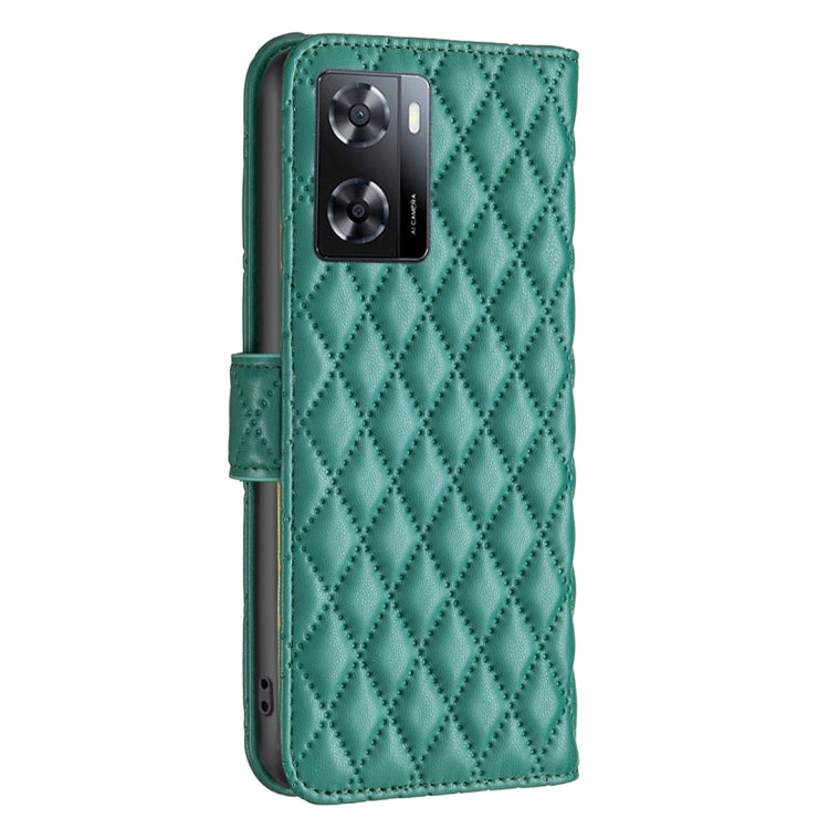 For OPPO A57 4G Diamond Lattice Wallet Leather Flip Phone Case
