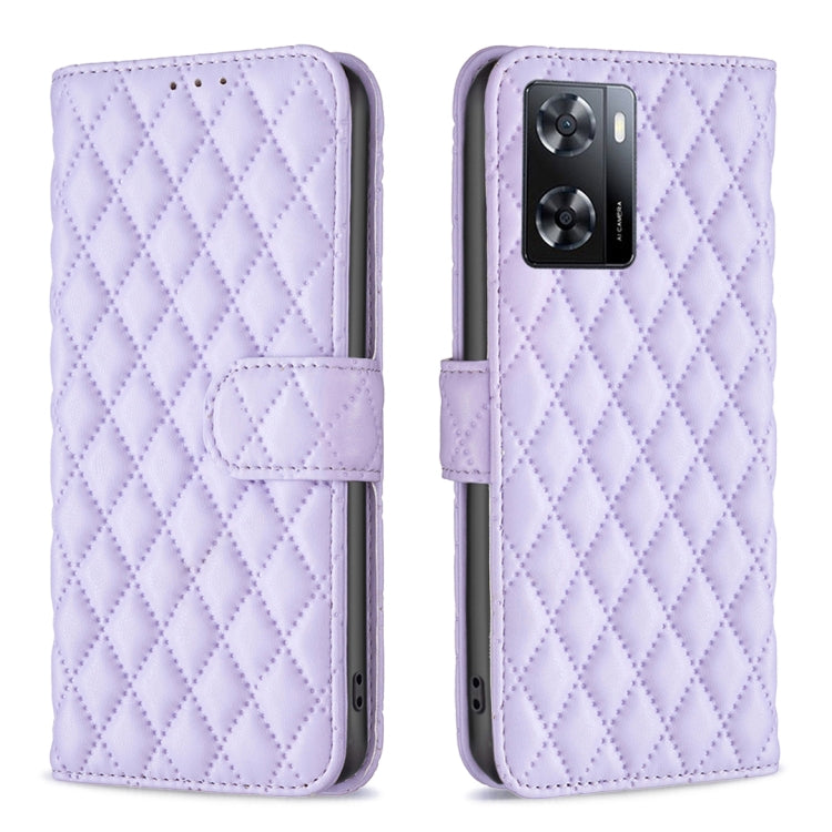 For OPPO A57 4G Diamond Lattice Wallet Leather Flip Phone Case