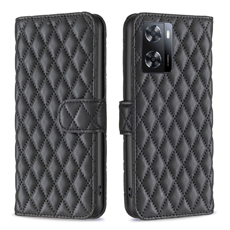 For OPPO A57 4G Diamond Lattice Wallet Leather Flip Phone Case