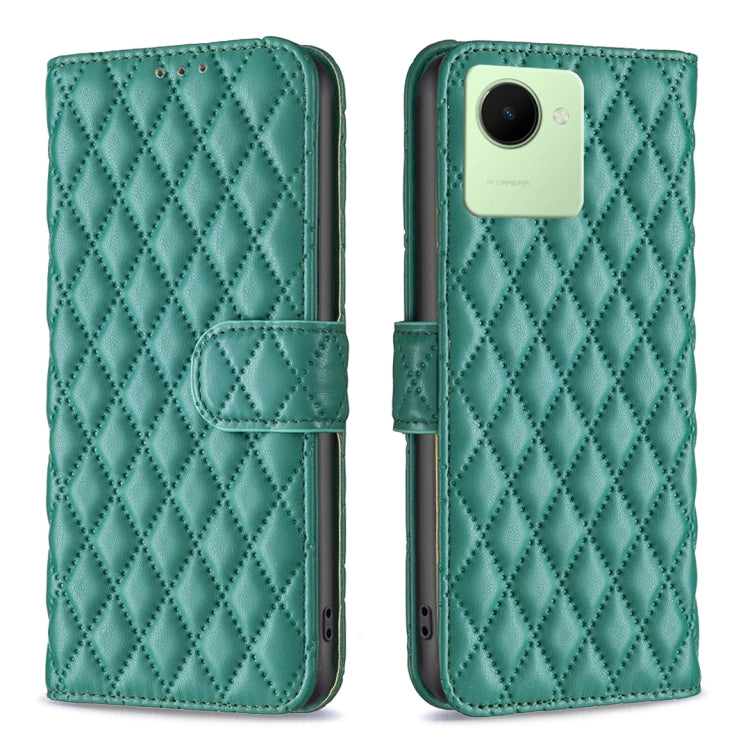 For Realme C30 Diamond Lattice Wallet Leather Flip Phone Case