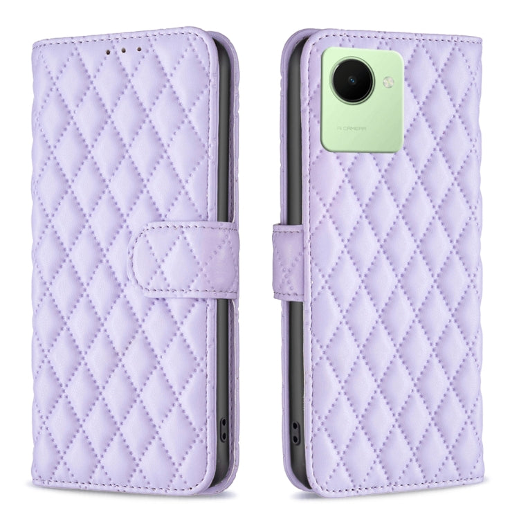 For Realme C30 Diamond Lattice Wallet Leather Flip Phone Case