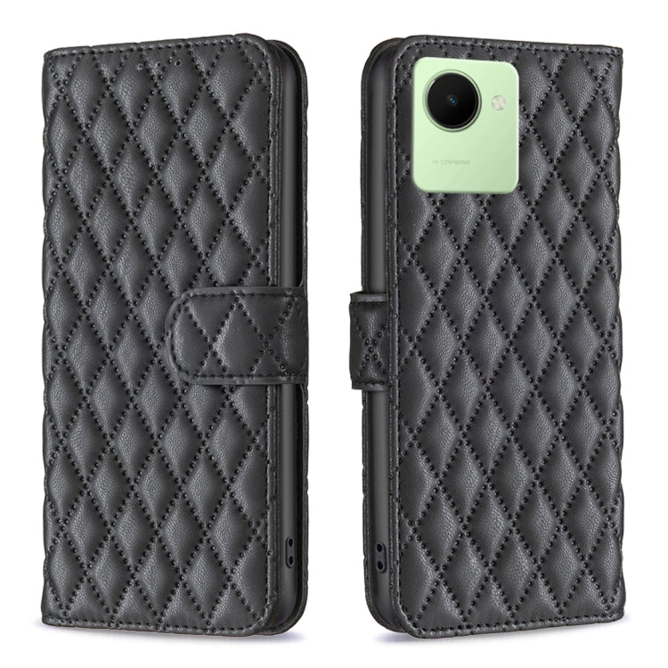 For Realme C30 Diamond Lattice Wallet Leather Flip Phone Case